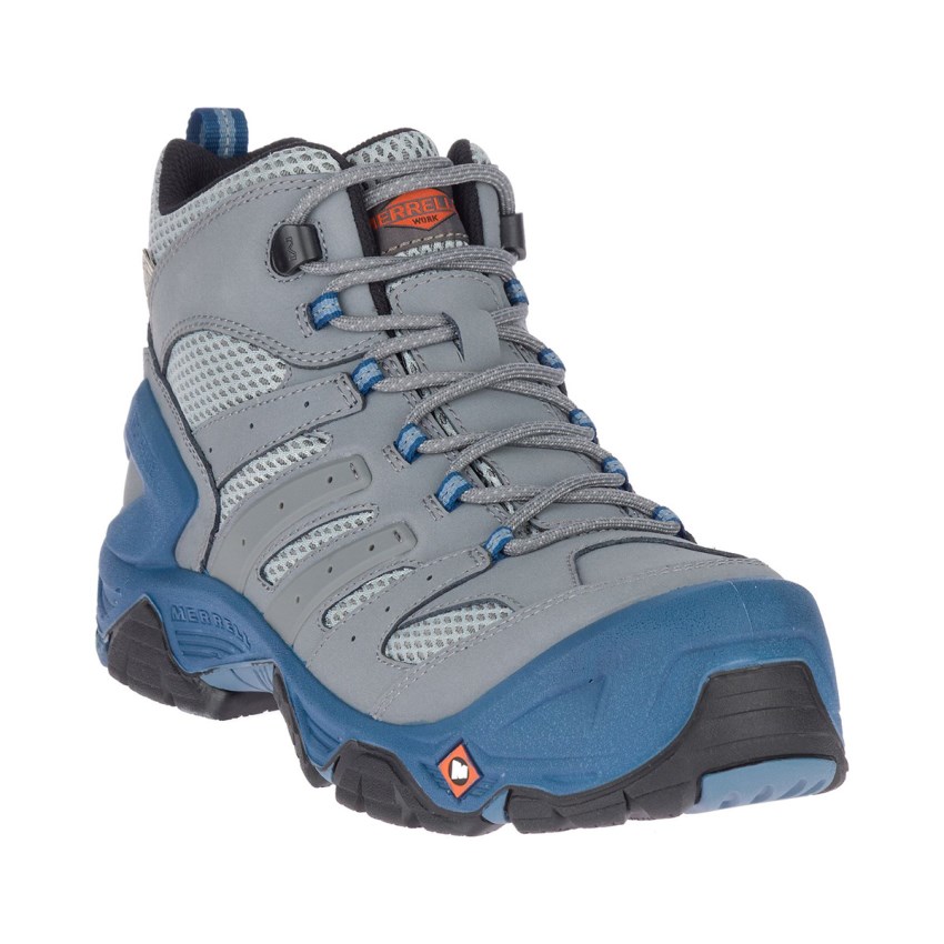 Bottes de Securite Merrell Strongfield Mid Waterproof Comp Toe Grise/Bleu Homme | Y.E.IEIU